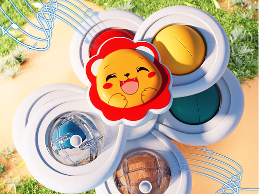 C4D详情图设计案例 | 吸盘玩具转转乐