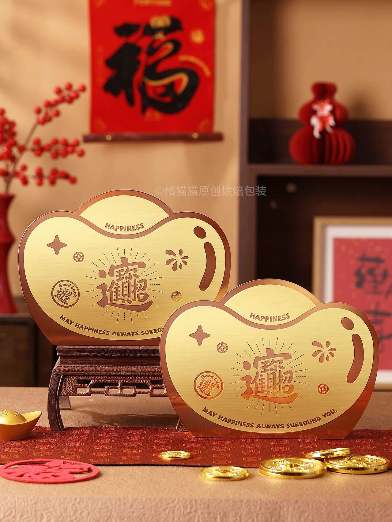 招财进宝X橘猫原创金卡包装糖果饼干盒烘焙包装（图ZNDAzMTI5ODQ4） - 包装 - 站酷设计师上海橘猫包装设计原创素材 - 站酷ZCOOL