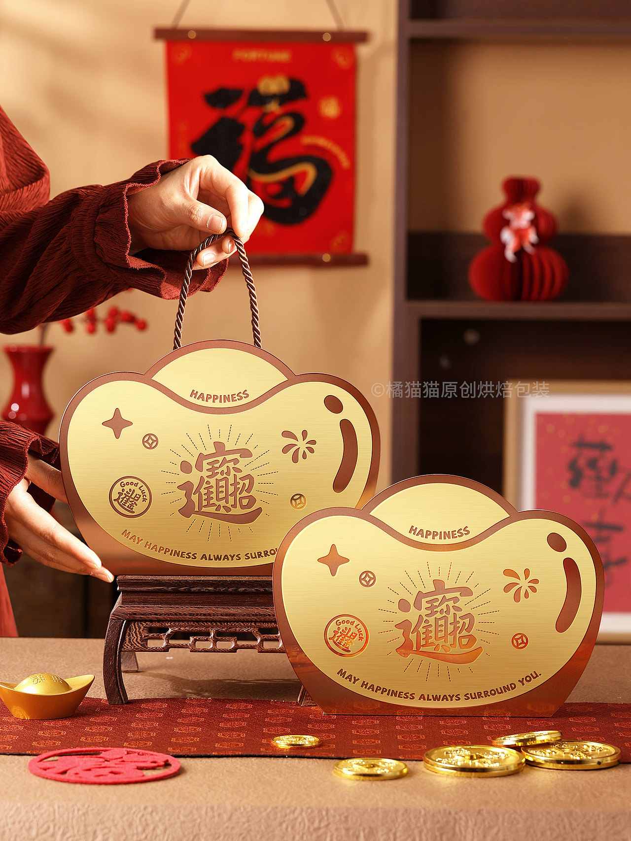 招财进宝X橘猫原创金卡包装糖果饼干盒烘焙包装（图ZNDAzMTI5ODgw） - 包装 - 站酷设计师上海橘猫包装设计原创素材 - 站酷ZCOOL