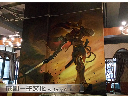 成都墙绘，游戏插画，游戏场景，游戏人物，网吧壁画