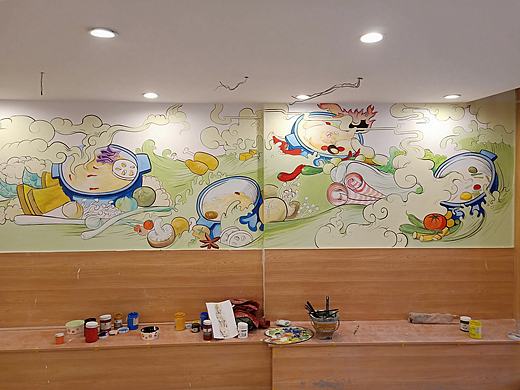 煲汤餐饮店打卡墙