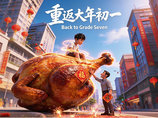 AI动画短片《重返大年初一》