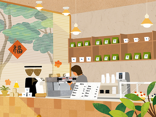 午后 咖啡馆（个人主页-ZNzMyMTY5OTI=） - 商业插画 - 站酷设计师XJing_原创素材 - 站酷ZCOOL