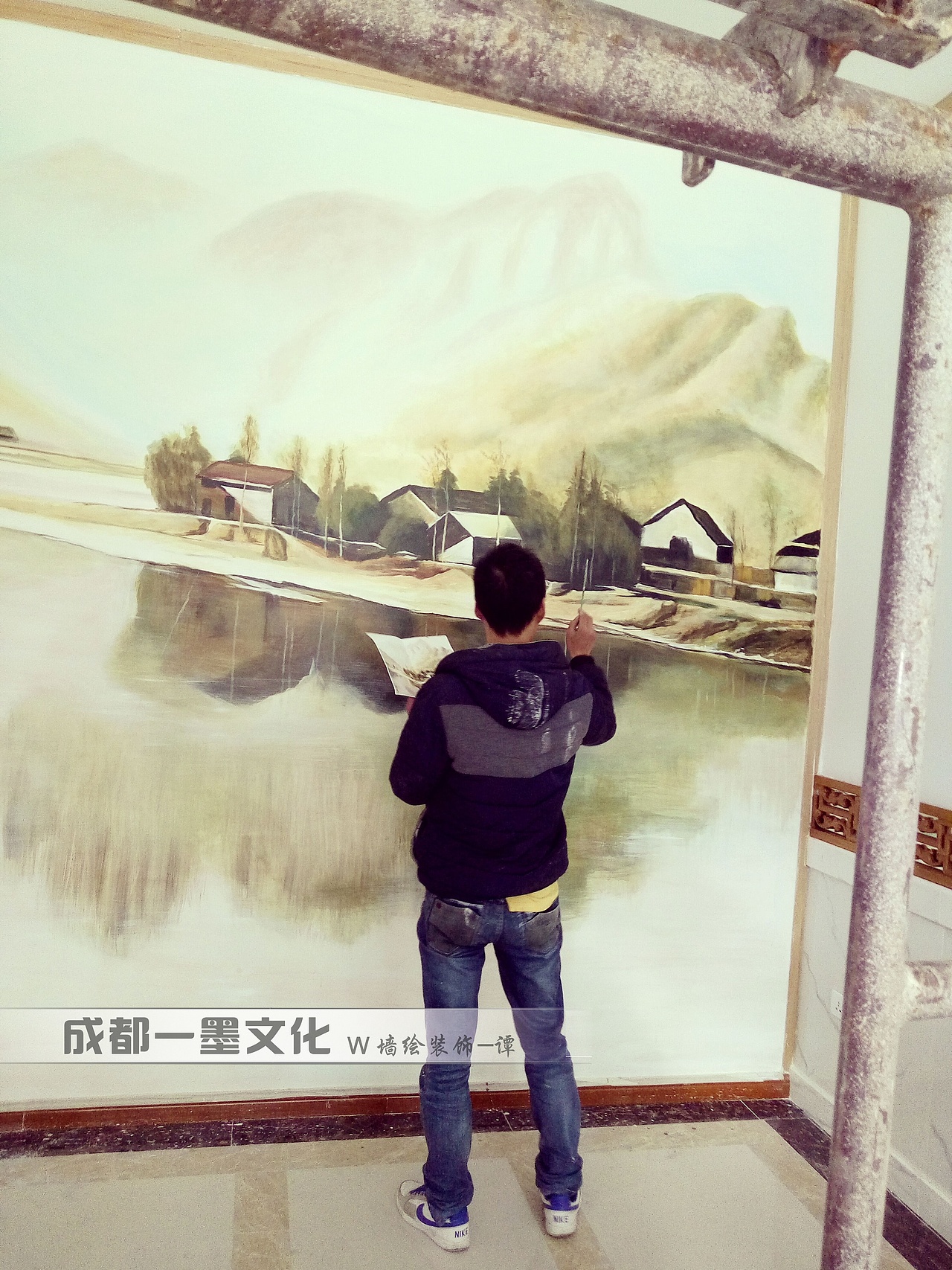 国画山水 墙绘国画 中式墙绘 四川墙绘 成都墙绘（图ZNDAzMTg3Nzcy） - 绘画 - 站酷设计师新农村壁画原创素材 - 站酷ZCOOL