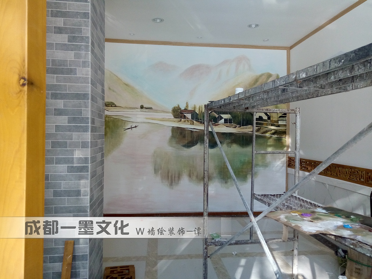 国画山水 墙绘国画 中式墙绘 四川墙绘 成都墙绘（图ZNDAzMTg3NzM2） - 绘画 - 站酷设计师新农村壁画原创素材 - 站酷ZCOOL