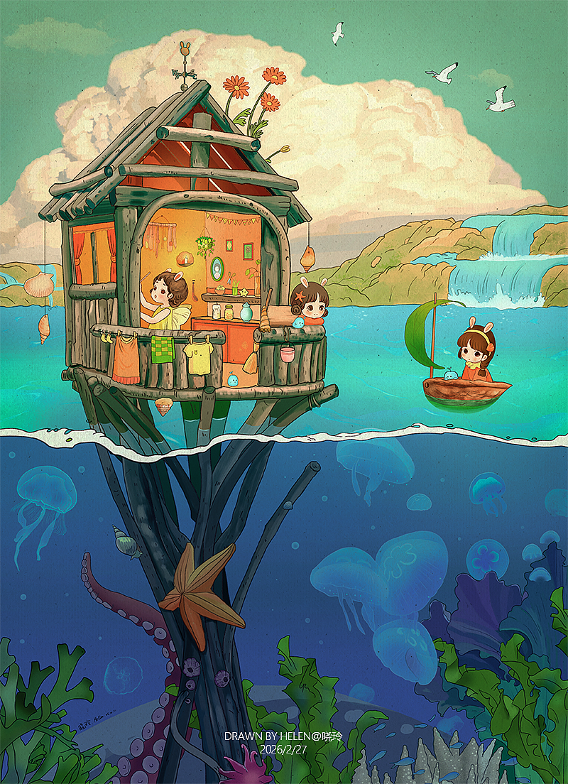 兔精灵系列插画（图ZNDAzMjAzMjEy） - 创作习作 - 站酷设计师晓玲插画原创素材 - 站酷ZCOOL