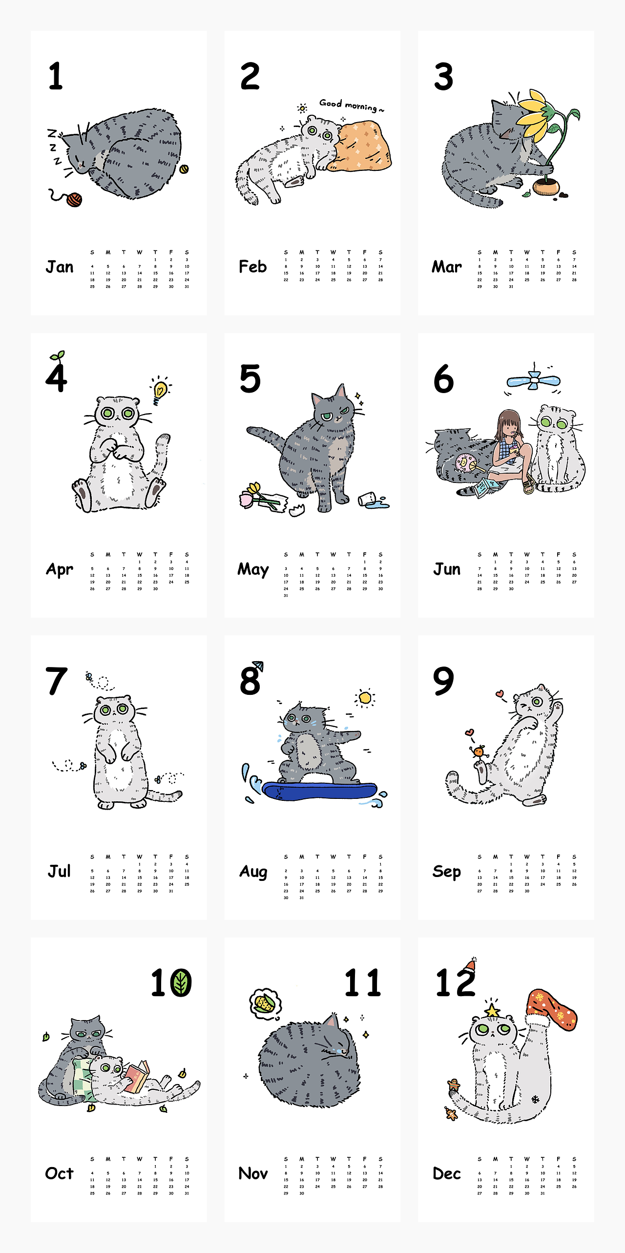 Dameng的猫 2025 月历版（图ZNDAzMjA0MDgw） - 艺术插画 - 站酷设计师DDDameng原创素材 - 站酷ZCOOL