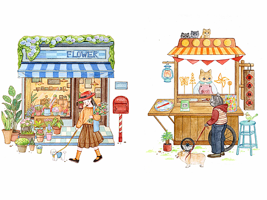 手绘水彩| 开一家店