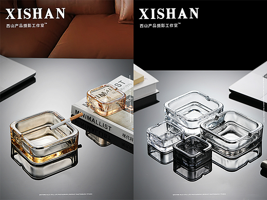 方型烟灰缸丨电商玻璃器皿图片拍摄