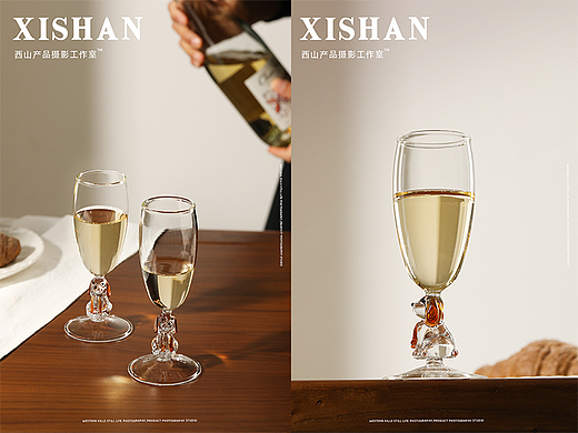小狗香槟杯丨创意电商玻璃酒杯图片拍摄