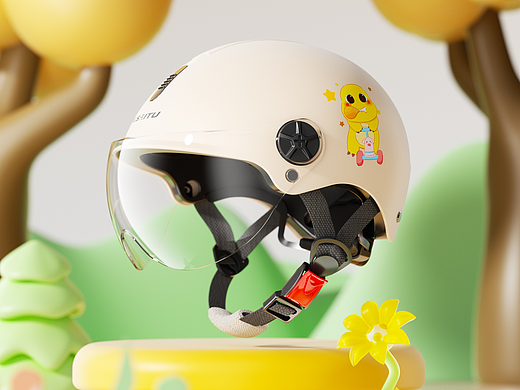 儿童卡通奶龙头盔