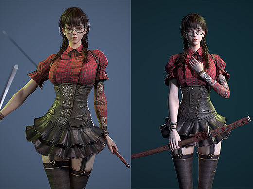 ZBrush/MD-次世代短裙太刀女角色模型制作教程。3d建模