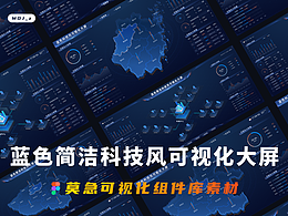 蓝色简洁科技风可视化大屏-莫急原创