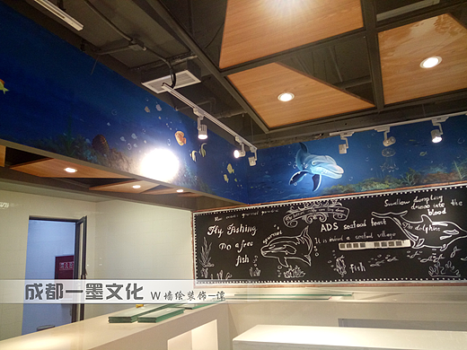 海底世界 成都墙绘 烤鱼店墙绘 麻辣烫墙绘 社区墙绘