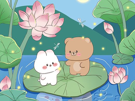 治愈系场景荷花