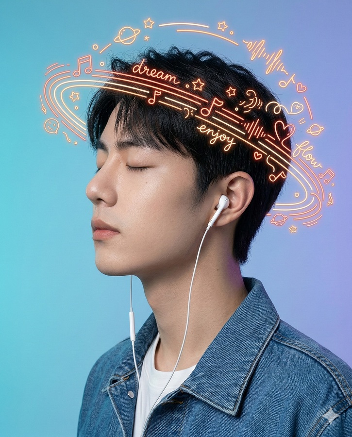 霓虹音乐光环肖像