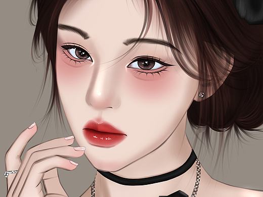 御姐型美女头像绘画