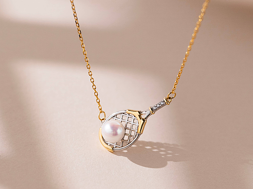 网球拍珍珠吊坠