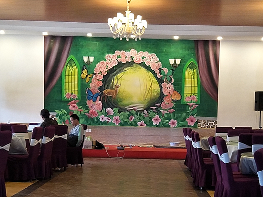 风景壁画，风景墙绘，3D画，3D墙绘，成都墙绘