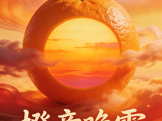 橙子落日海报
