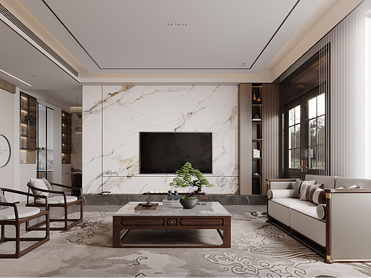 新中式别墅效果表现