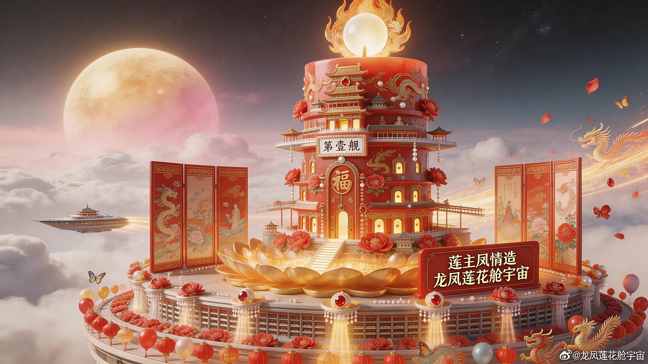 龙凤莲花舱宇宙国风科幻星舰喜烛第壹舰系列（图ZNDAzMzQzMzI0） - 概念设定 - 站酷设计师凤情瑥玉原创素材 - 站酷ZCOOL