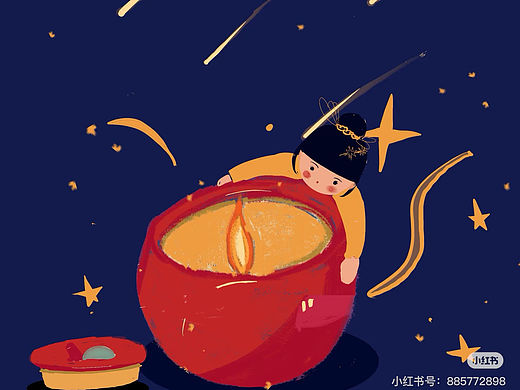 花卉新年板绘插画