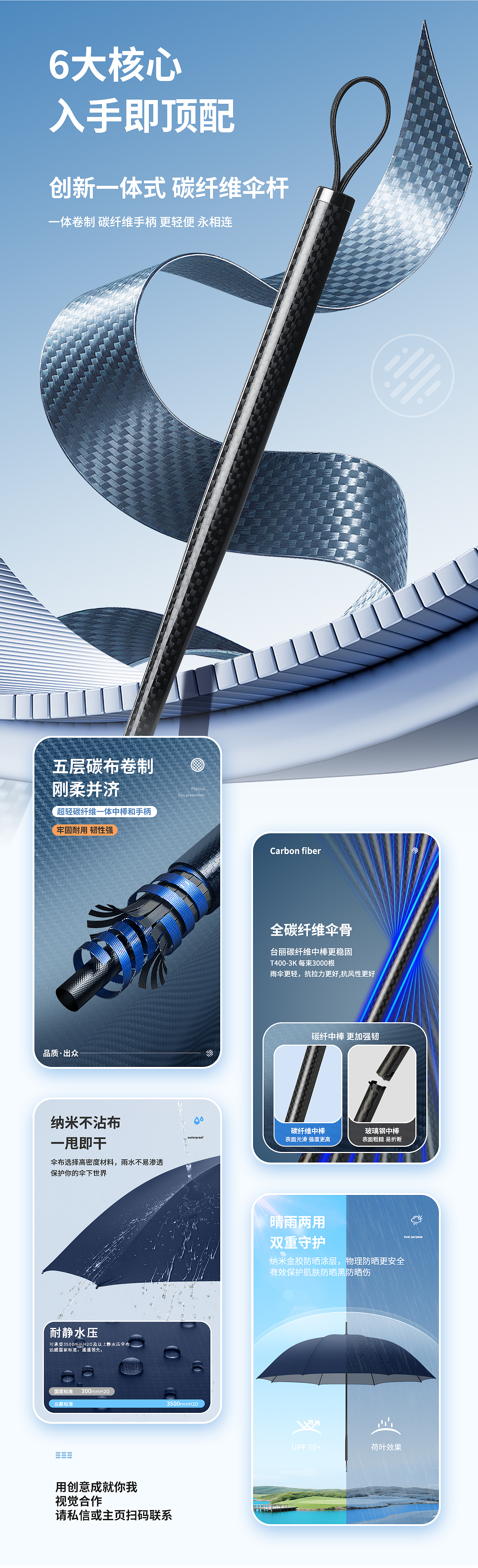 2025汽车遮阳伞 / 碳纤维雨伞 商详升级方案（图ZNDAzMzgzMDc2） - 电商 - 站酷设计师井泉视觉原创素材 - 站酷ZCOOL