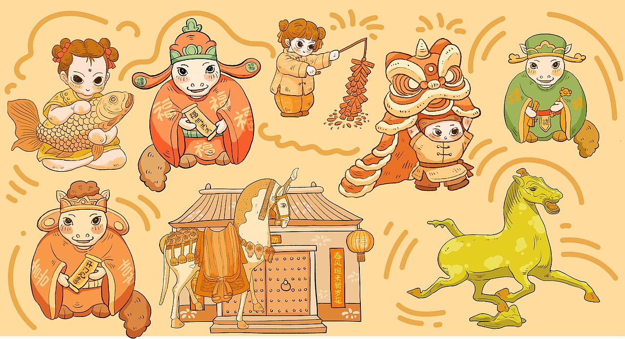 万马呈祥（图ZNDAzNDA4MDA4） - 商业插画 - 站酷设计师荼锦水云身原创素材 - 站酷ZCOOL