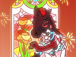 原创插画｜玻璃彩绘马年窗花