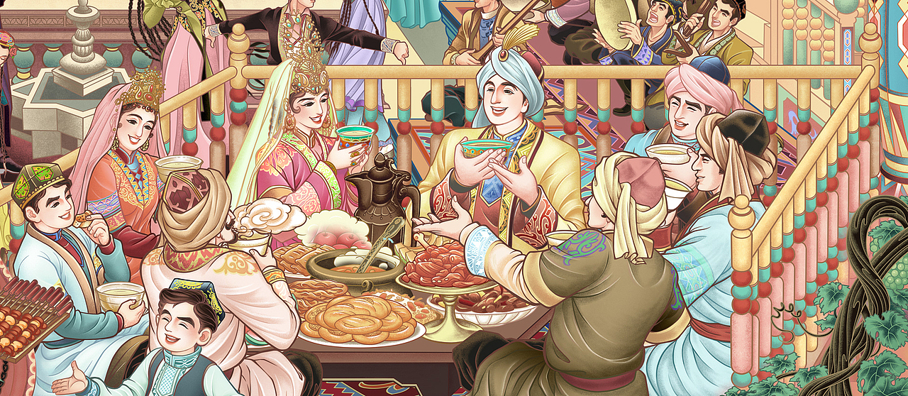 丝路盛宴—土豆库品牌主题插画（图ZNDAzNDI2NTI0） - 商业插画 - 站酷设计师tuteng000001原创素材 - 站酷ZCOOL