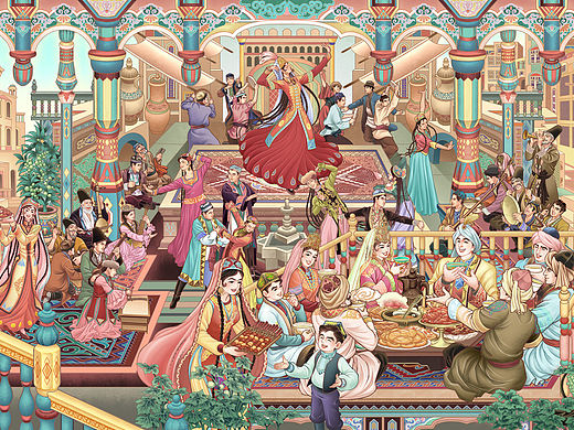 丝路盛宴—土豆库品牌主题插画