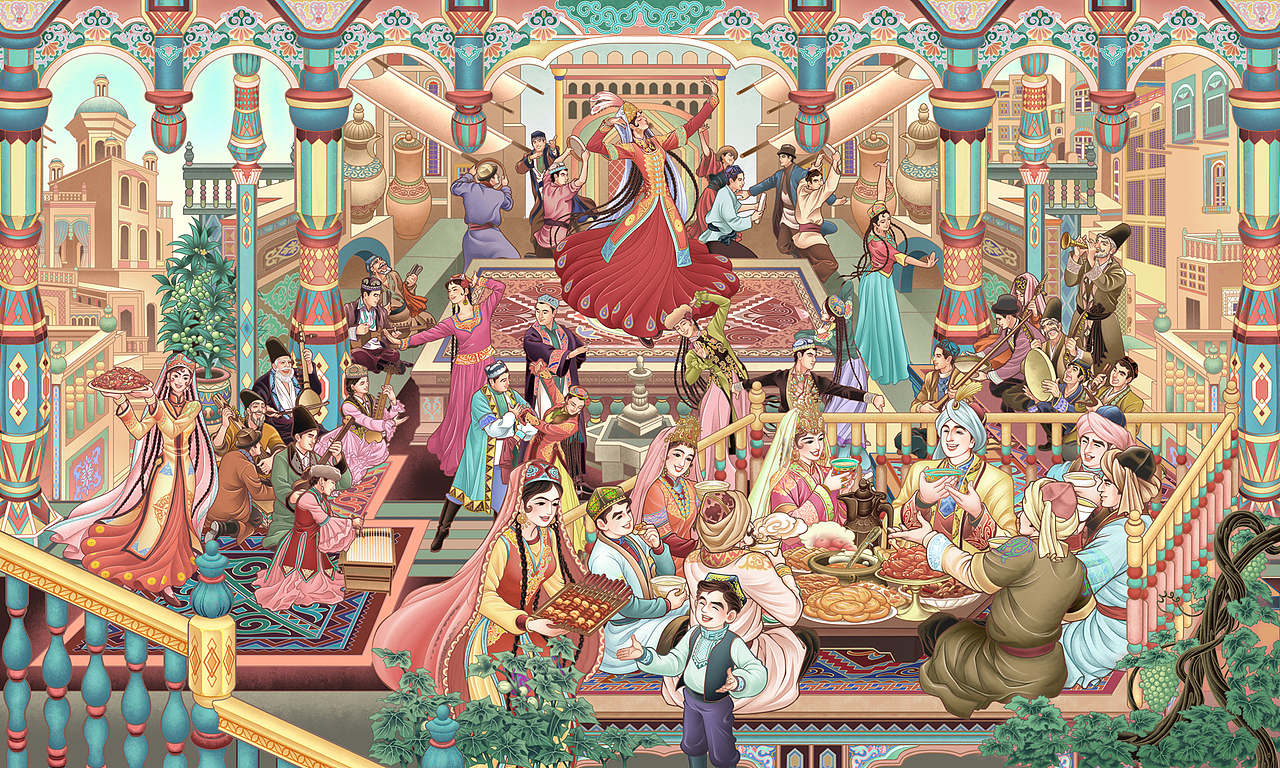 丝路盛宴—土豆库品牌主题插画（图ZNDAzNDI2NTEy） - 商业插画 - 站酷设计师tuteng000001原创素材 - 站酷ZCOOL