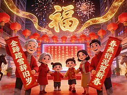 马踏春风送福来，灯映元宵笑颜开