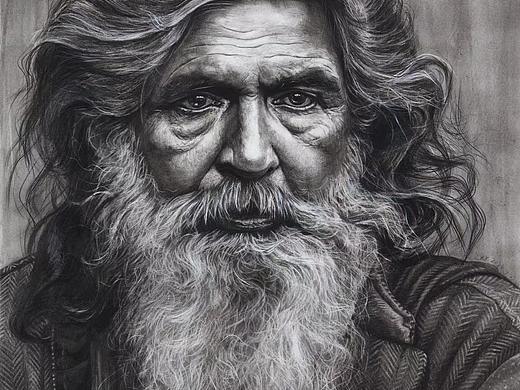 超写实素描老人