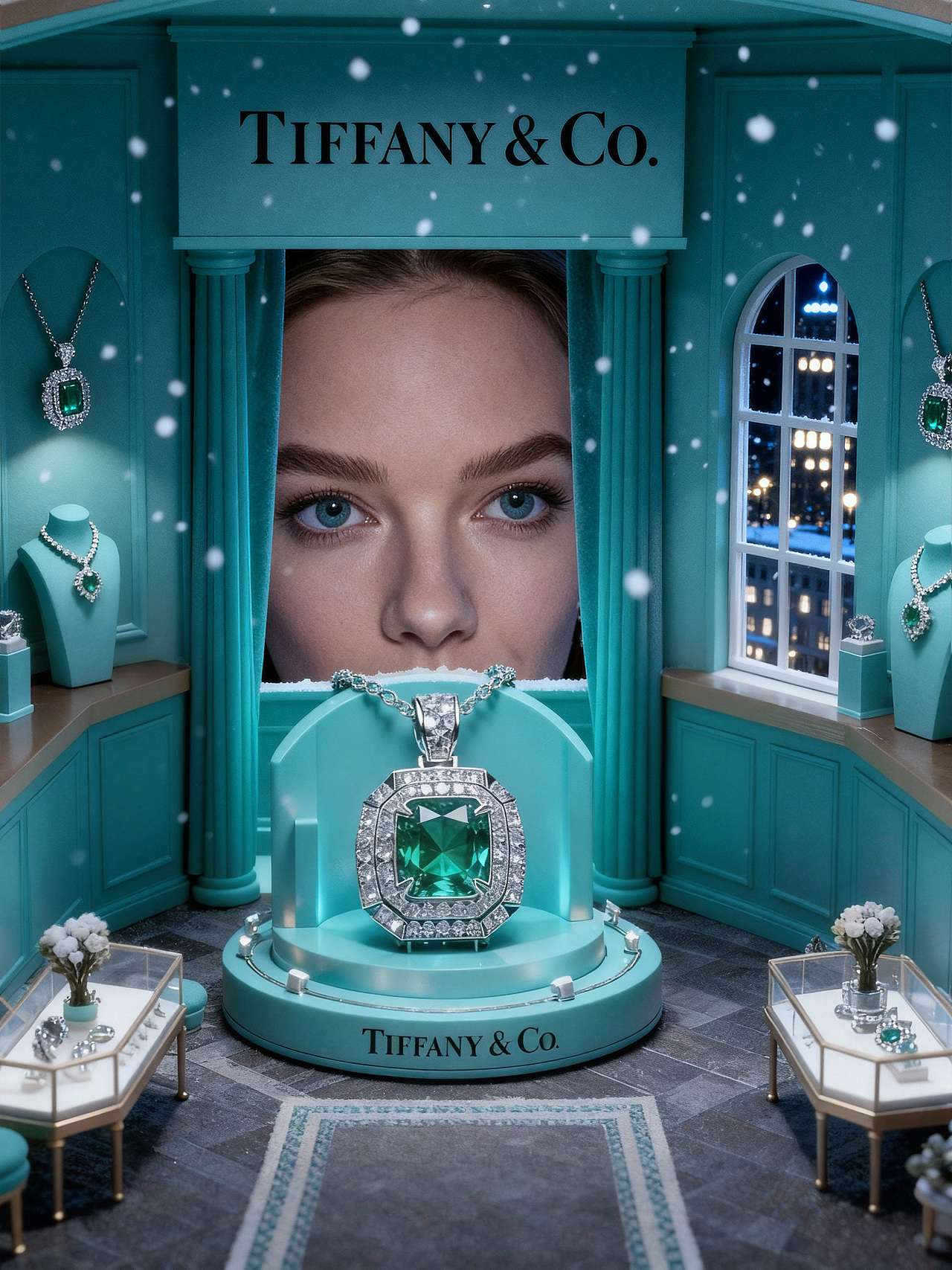 🎄Tiffany圣诞夜 是心动在发光❄️✨（图ZNDAzNDk5NTI4） - AI作品 - 站酷设计师琵旦PIDAN原创素材 - 站酷ZCOOL