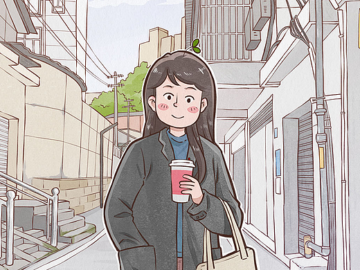 穿过小巷，去买咖啡。