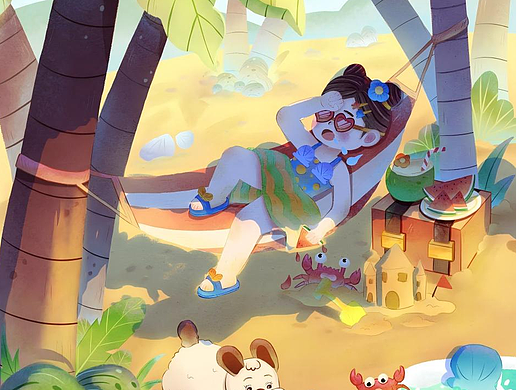 儿插绘本—夏日海边