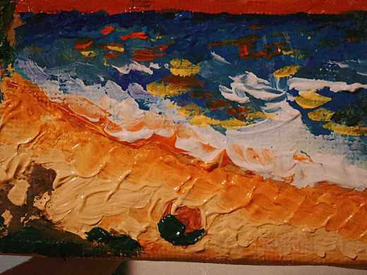 阳光沙滩椰林海浪油画