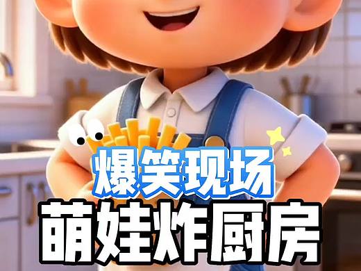 《萌娃炸厨房》(AI原创短篇动画)