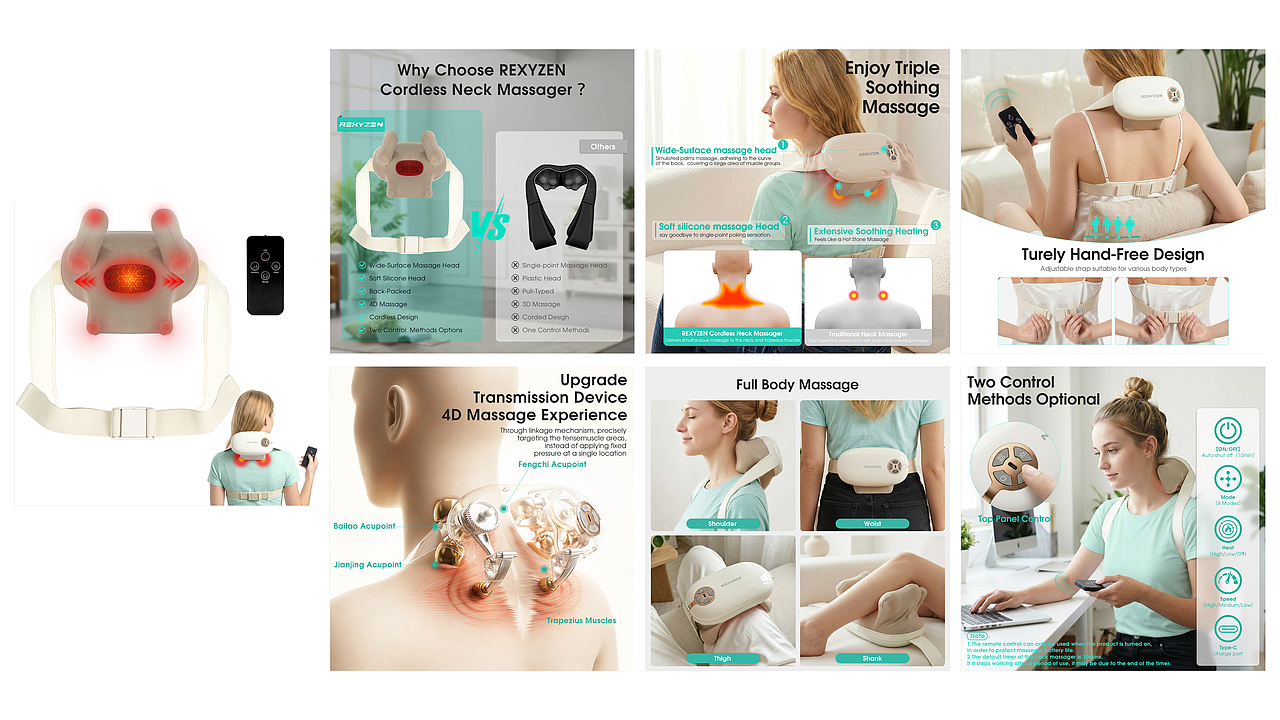 亞馬遜肩頸按摩儀案例分享（已商用）（圖ZNDAzNjMxNjcy） - 品牌 - 站酷設(shè)計師瞌學(xué)家余堡堡原創(chuàng)素材 - 站酷ZCOOL