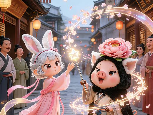 《糖糖兔与白莲猪》系列（AI原创萌宠搞笑短篇动画