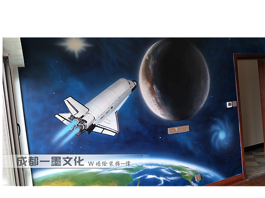 成都墙绘 学校墙绘 文化墙 太空墙绘 星空壁画