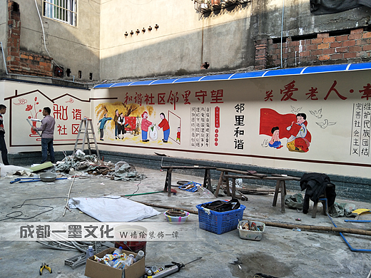 社区美化 社区墙绘 社区文化墙 抽象壁画 成都墙绘