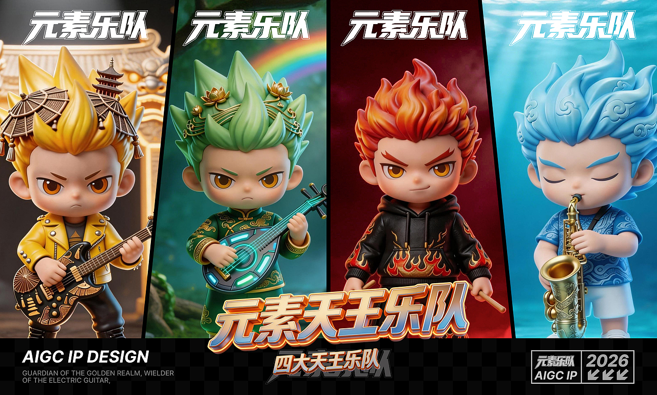 AIGC元素天王乐队IP形象设计（图ZNDAzNjg5NDQ4） - AI作品 - 站酷设计师刘最原创素材 - 站酷ZCOOL
