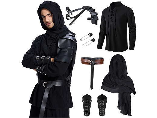 中世纪黑色骑士斗篷套装（主图+A+）