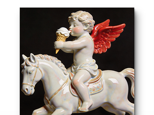 偷吃圣代的小骑手（手绘油画，可收藏）