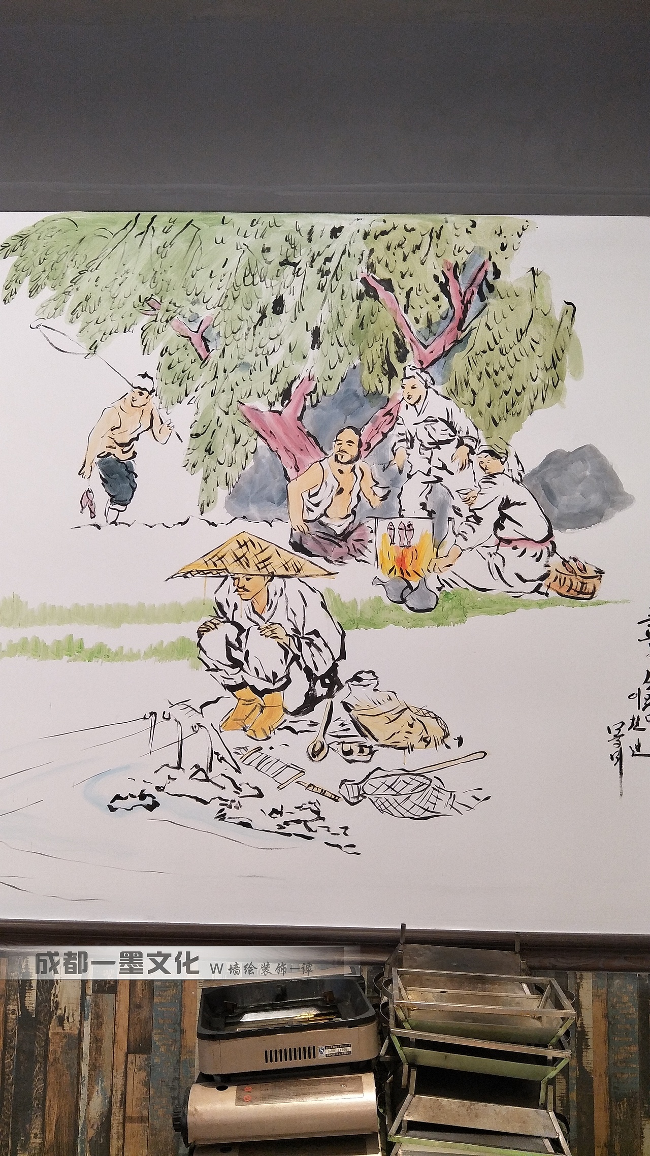 串串店墙绘 四川墙绘 中式墙绘 成都墙绘 餐饮店墙绘（图ZNDAzNzE0MzAw） - 绘画 - 站酷设计师新农村壁画原创素材 - 站酷ZCOOL