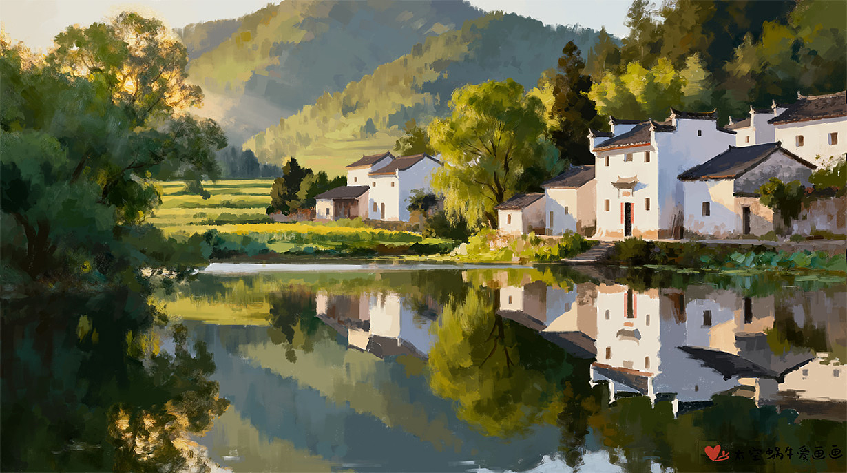 画一张晨光乡村场景全过程视频演示（图ZNDAzNzM2MDA4） - 艺术插画 - 站酷设计师太空蜗牛爱画画原创素材 - 站酷ZCOOL