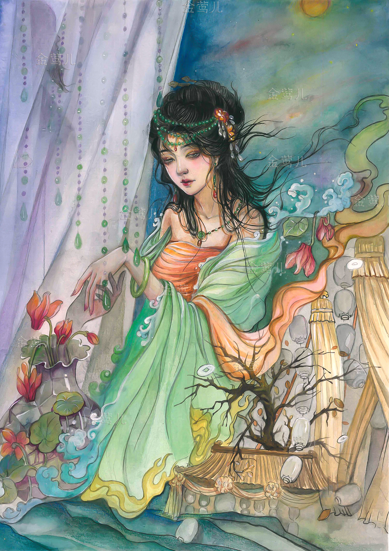 《红楼梦》金陵十二钗（完结版）（图ZNDAzNzM2OTk2） - 艺术插画 - 站酷设计师金莺儿原创素材 - 站酷ZCOOL